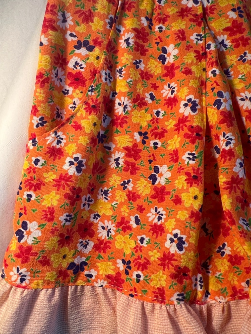 Donna Capozzi Bright Orange Floral Vintage Romper. 2T - Picture 5 of 11